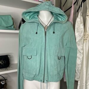 teal suede jacket